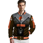 cleveland browns arrow layer brown black varsity jacket best selling.webp