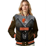 cleveland browns arrow layer brown black varsity jacket best selling.webp