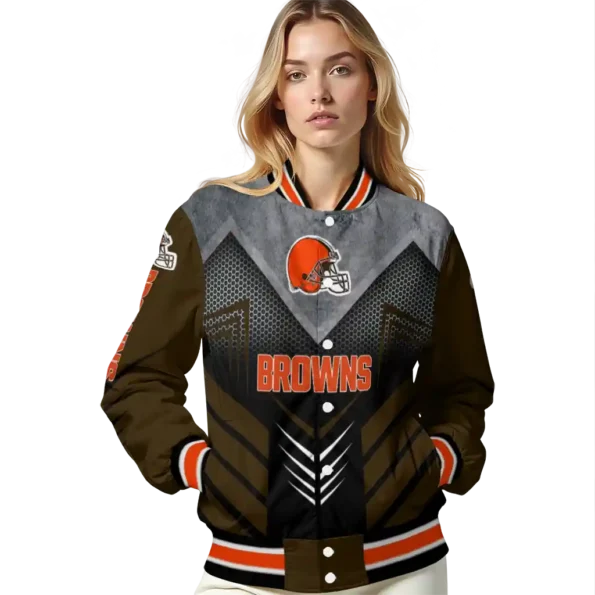cleveland browns arrow layer brown black varsity jacket latest model.webp