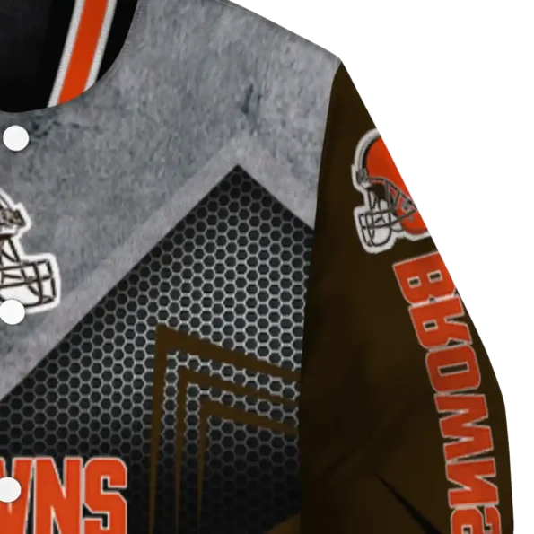 cleveland browns arrow layer brown black varsity jacket premium grade.webp