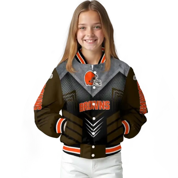cleveland browns arrow layer brown black varsity jacket top rated.webp