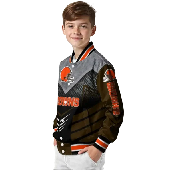 cleveland browns arrow layer brown black varsity jacket trendy.webp