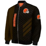 cleveland browns triple side stripes brown black bomber jacket best selling