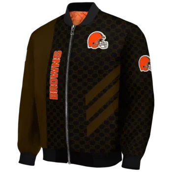 cleveland browns triple side stripes brown black bomber jacket best selling