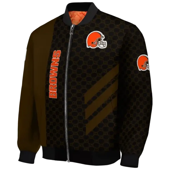 cleveland browns triple side stripes brown black bomber jacket best selling