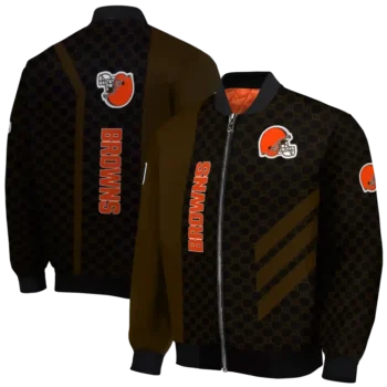 cleveland browns triple side stripes brown black bomber jacket fashion forward