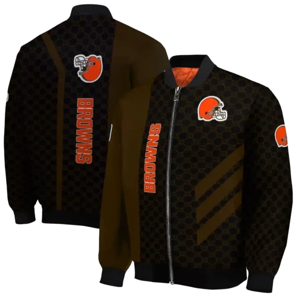 cleveland browns triple side stripes brown black bomber jacket fashion forward