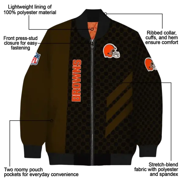 cleveland browns triple side stripes brown black bomber jacket new arrival
