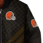 cleveland browns triple side stripes brown black bomber jacket best selling