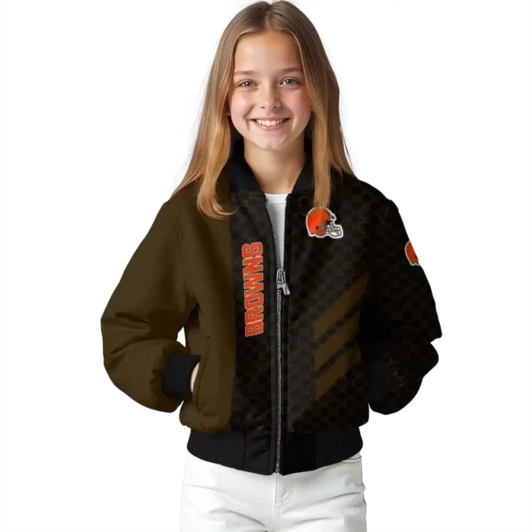 cleveland browns triple side stripes brown black bomber jacket top rated