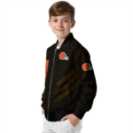 cleveland browns triple side stripes brown black bomber jacket best selling
