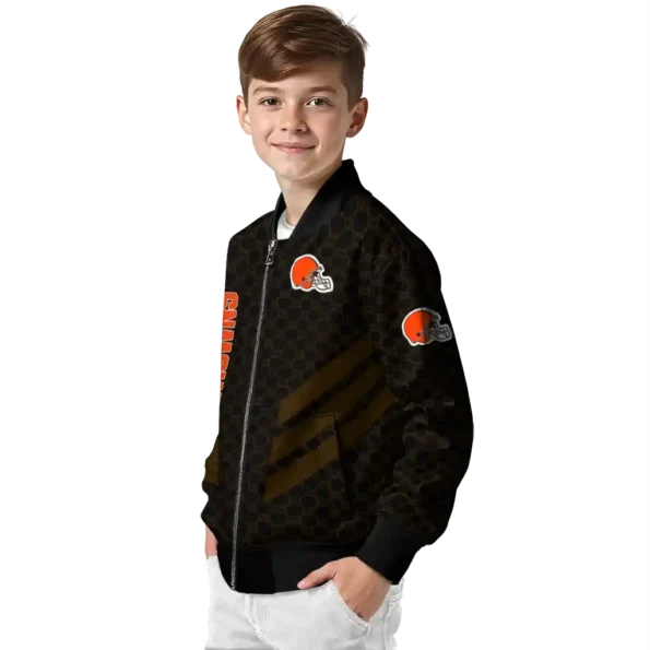 cleveland browns triple side stripes brown black bomber jacket trendy