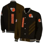 cleveland browns triple side stripes brown black varsity jacket best selling.webp