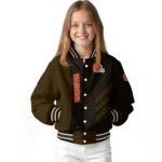 cleveland browns triple side stripes brown black varsity jacket best selling.webp