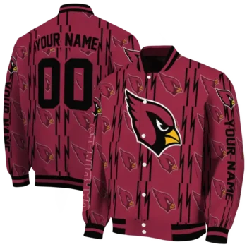 custom arizona cardinals bolt stripe red varsity jacket fashion forward.webp