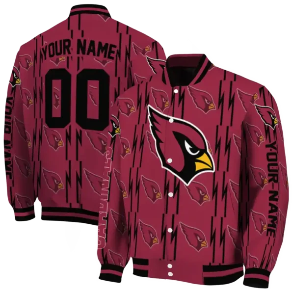 custom arizona cardinals bolt stripe red varsity jacket fashion forward.webp