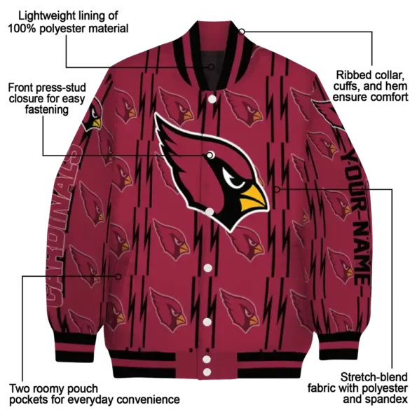 custom arizona cardinals bolt stripe red varsity jacket new arrival.webp
