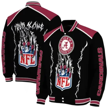 custom arizona cardinals claw blood red black varsity jacket fashion forward.webp