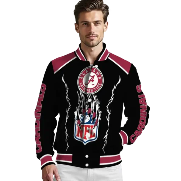 custom arizona cardinals claw blood red black varsity jacket high quality.webp