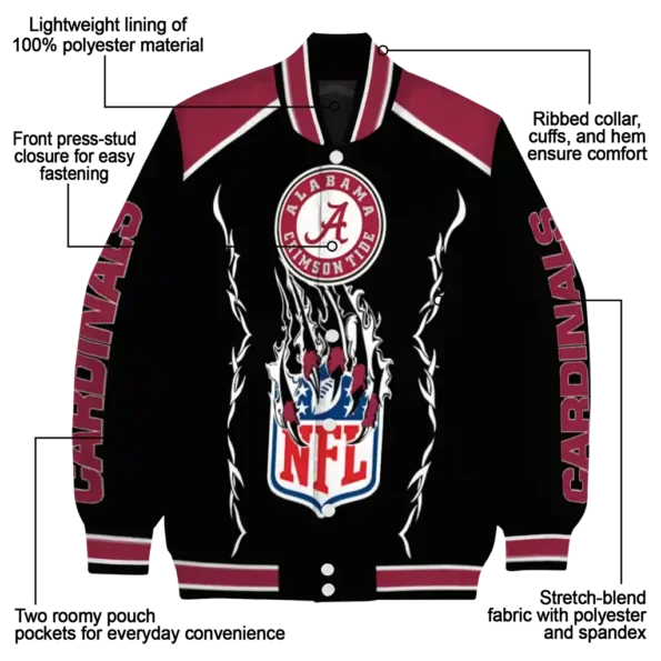 custom arizona cardinals claw blood red black varsity jacket new arrival.webp