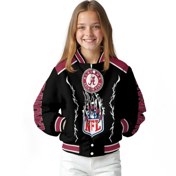custom arizona cardinals claw blood red black varsity jacket top rated.webp