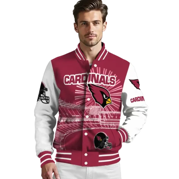 custom arizona cardinals ferris arena red white varsity jacket high quality.webp
