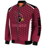custom arizona cardinals hexagon grid red bomber jacket best selling