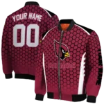 custom arizona cardinals hexagon grid red bomber jacket best selling