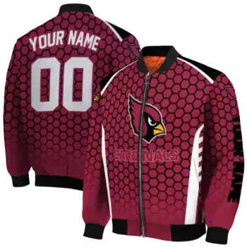 custom arizona cardinals hexagon grid red bomber jacket fashion forward
