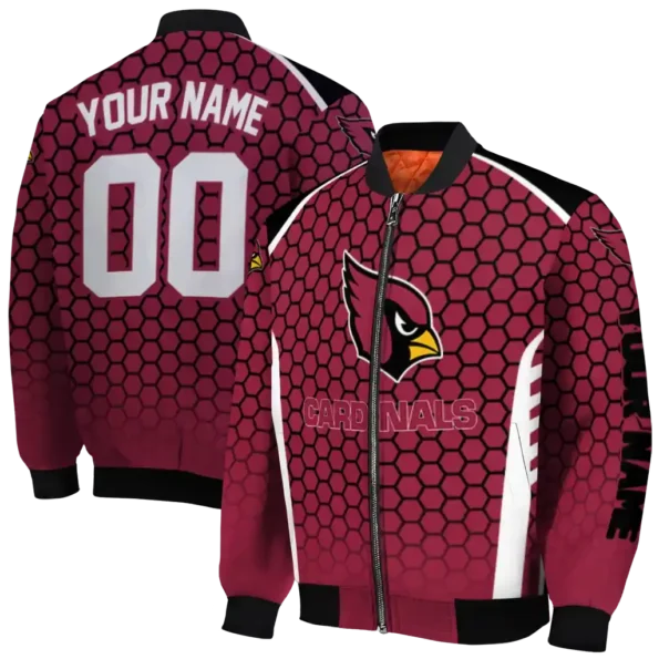 custom arizona cardinals hexagon grid red bomber jacket fashion forward