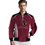 custom arizona cardinals hexagon grid red bomber jacket best selling