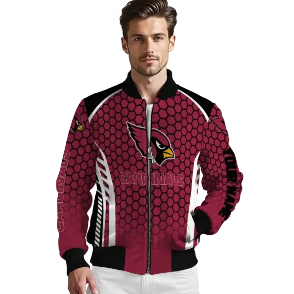 custom arizona cardinals hexagon grid red bomber jacket high quality