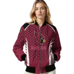 custom arizona cardinals hexagon grid red bomber jacket best selling