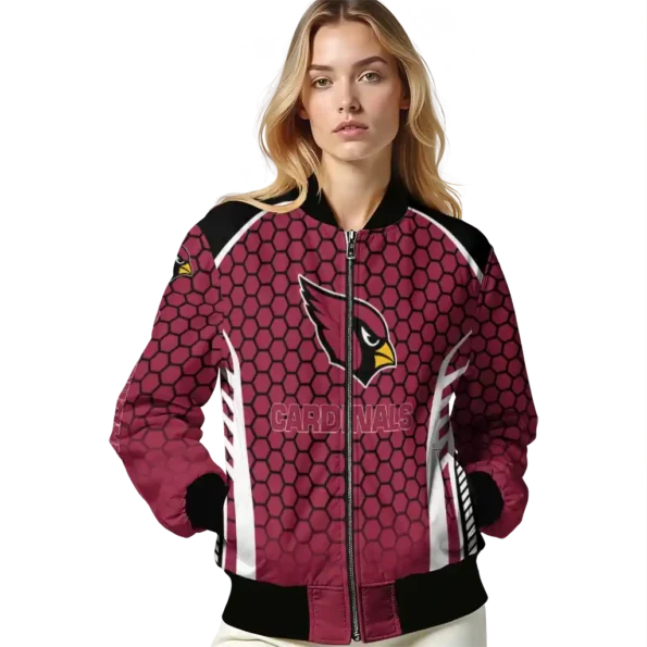 custom arizona cardinals hexagon grid red bomber jacket latest model