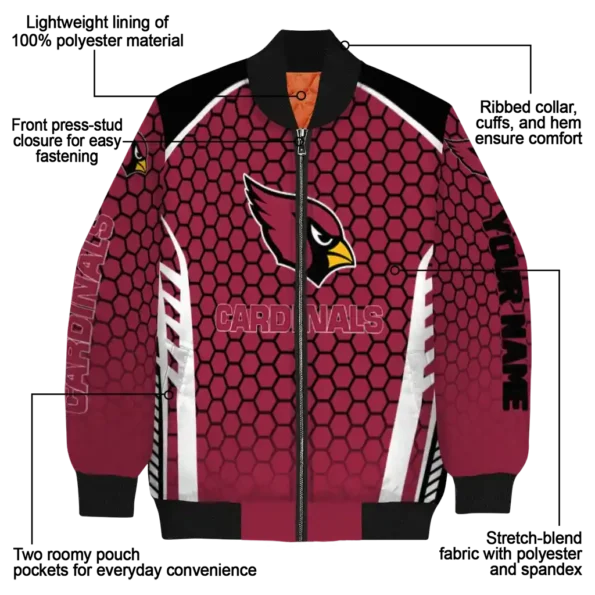 custom arizona cardinals hexagon grid red bomber jacket new arrival