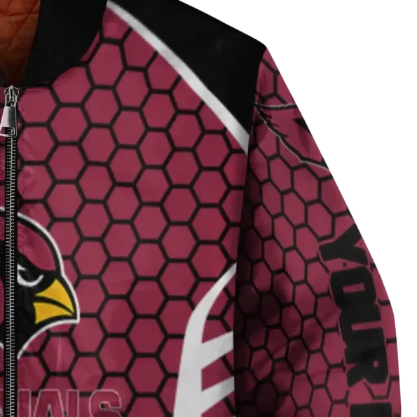 custom arizona cardinals hexagon grid red bomber jacket premium grade