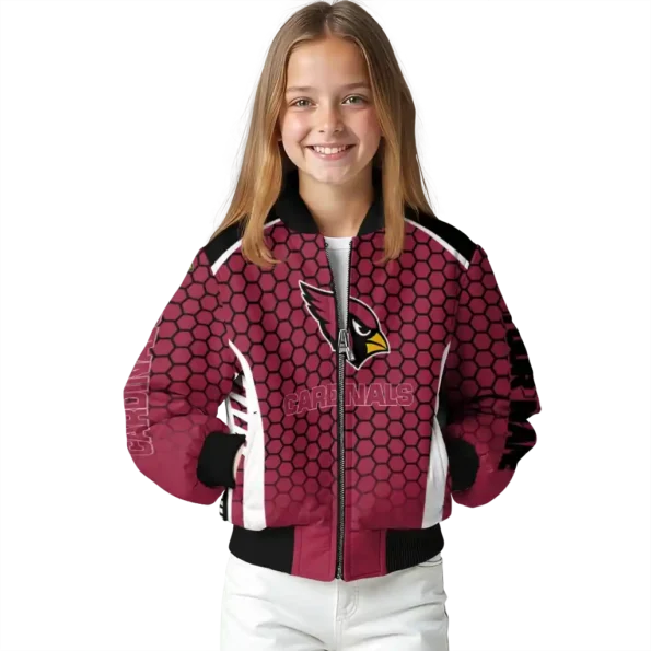 custom arizona cardinals hexagon grid red bomber jacket top rated