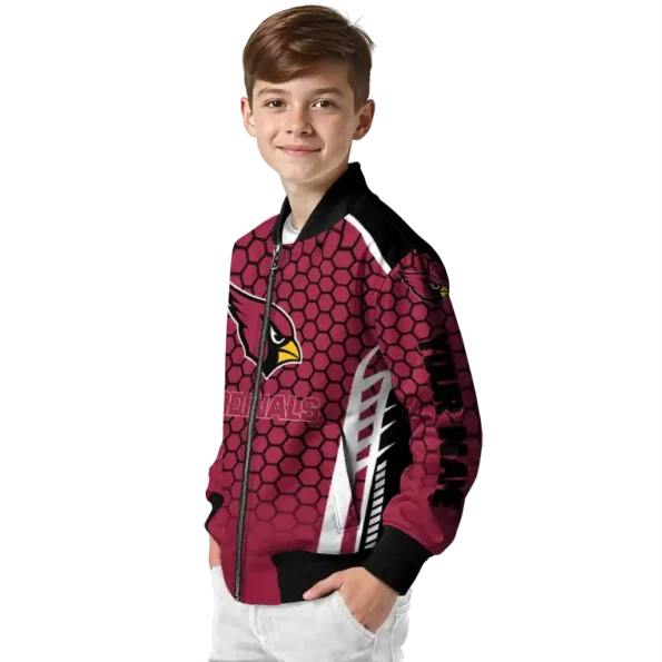 custom arizona cardinals hexagon grid red bomber jacket trendy