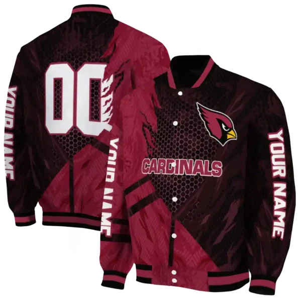 custom arizona cardinals hexagon mesh red black varsity jacket fashion forward.webp