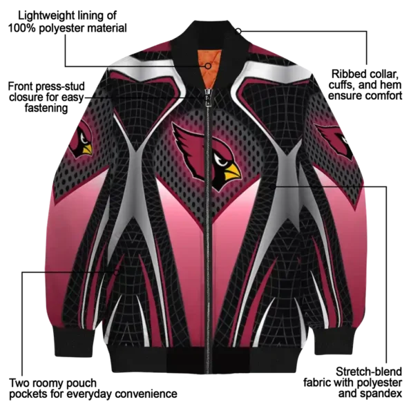 custom arizona cardinals mesh chest black crocs black bomber jacket new arrival