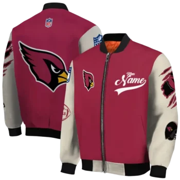 custom arizona cardinals razorback outline red nude bomber jacket fashion forward