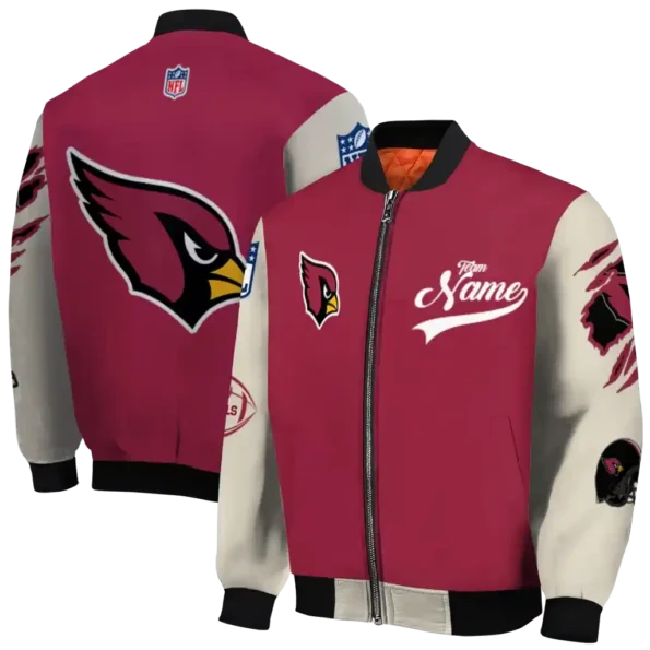 custom arizona cardinals razorback outline red nude bomber jacket fashion forward