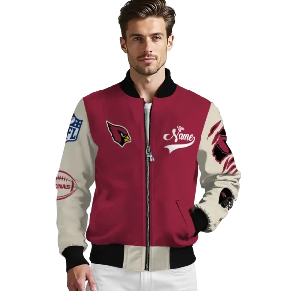 custom arizona cardinals razorback outline red nude bomber jacket high quality