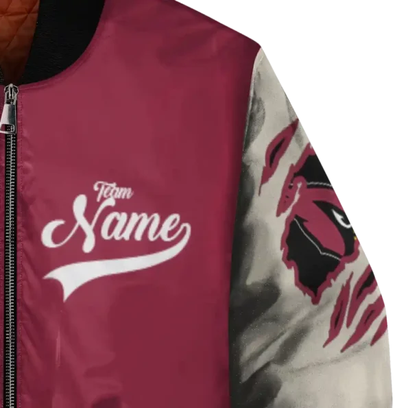 custom arizona cardinals razorback outline red nude bomber jacket premium grade
