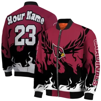 custom arizona cardinals winged blaze red white bomber jacket fashion forward