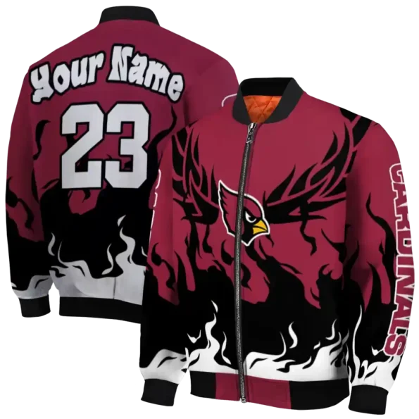 custom arizona cardinals winged blaze red white bomber jacket fashion forward