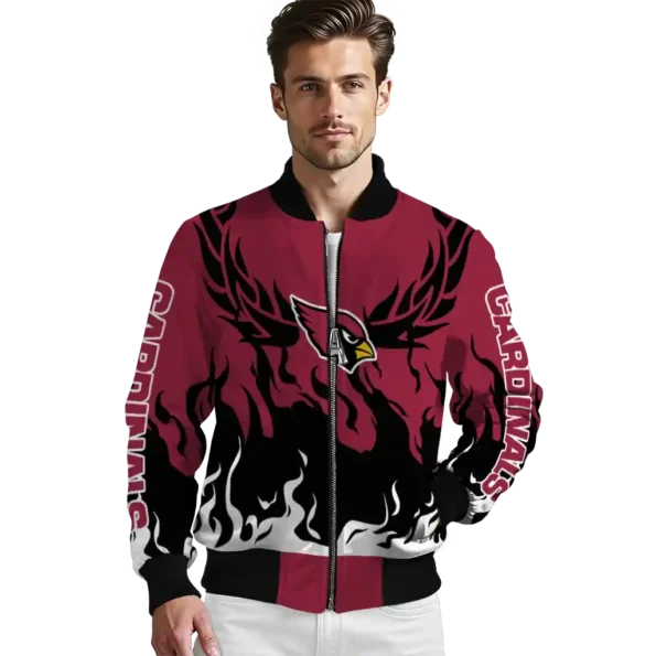 custom arizona cardinals winged blaze red white bomber jacket high quality