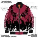 custom arizona cardinals winged blaze red white bomber jacket best selling