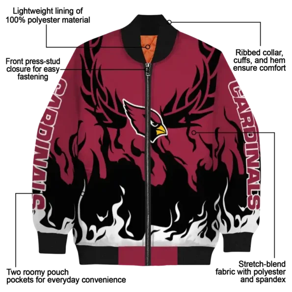 custom arizona cardinals winged blaze red white bomber jacket new arrival