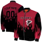 custom atlanta falcons flame border red black bomber jacket best selling
